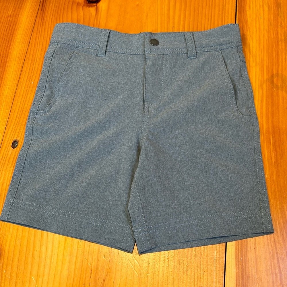 HANNA ANDERSSON 110 Heather Gray Tech Shorts Lightweight Wicking Adj Waistband